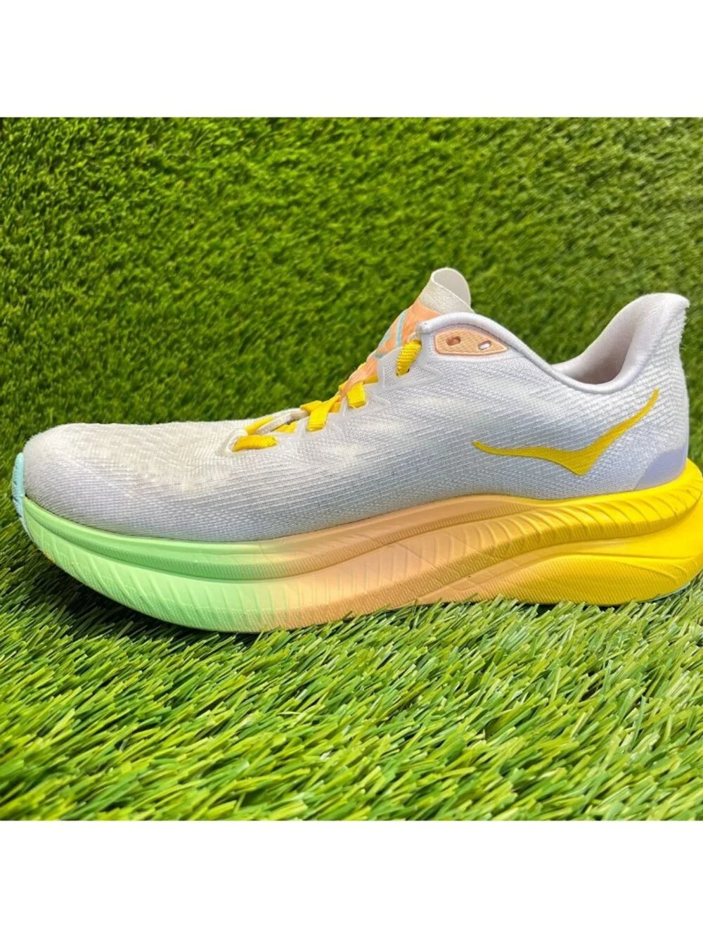 Hoka One One Mach 6 Womens Size 6.5 Gray Yellow Athletic Running Shoes Sneakers_3
